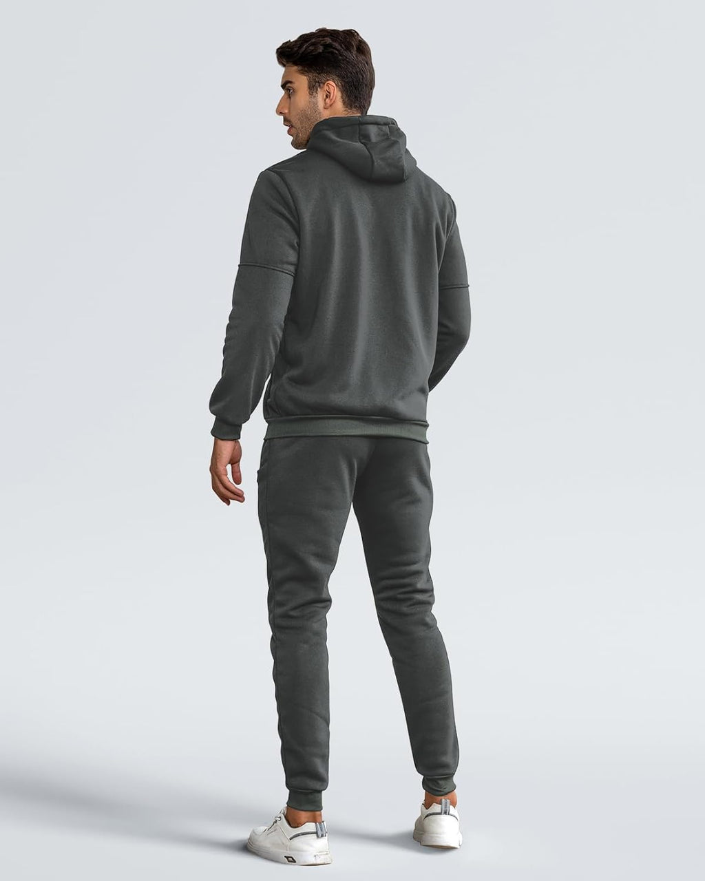Zip Front Hoodie and Jogger Sweatpants Two Piece Tracksuit Set for Men