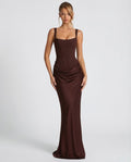 Sleeveless Corset Maxi Dress with Draped Hips for Women | Party Evening Wear