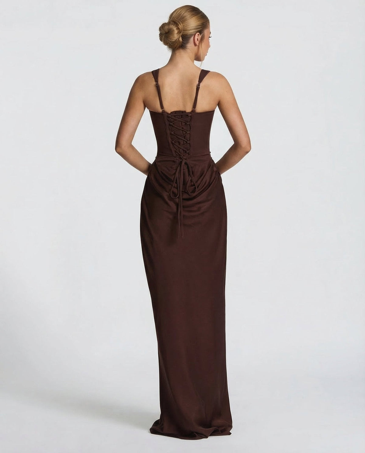Sleeveless Corset Maxi Dress with Draped Hips for Women | Party Evening Wear