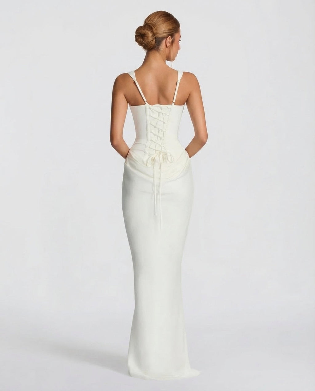 Sleeveless Corset Maxi Dress with Draped Hips for Women | Party Evening Wear