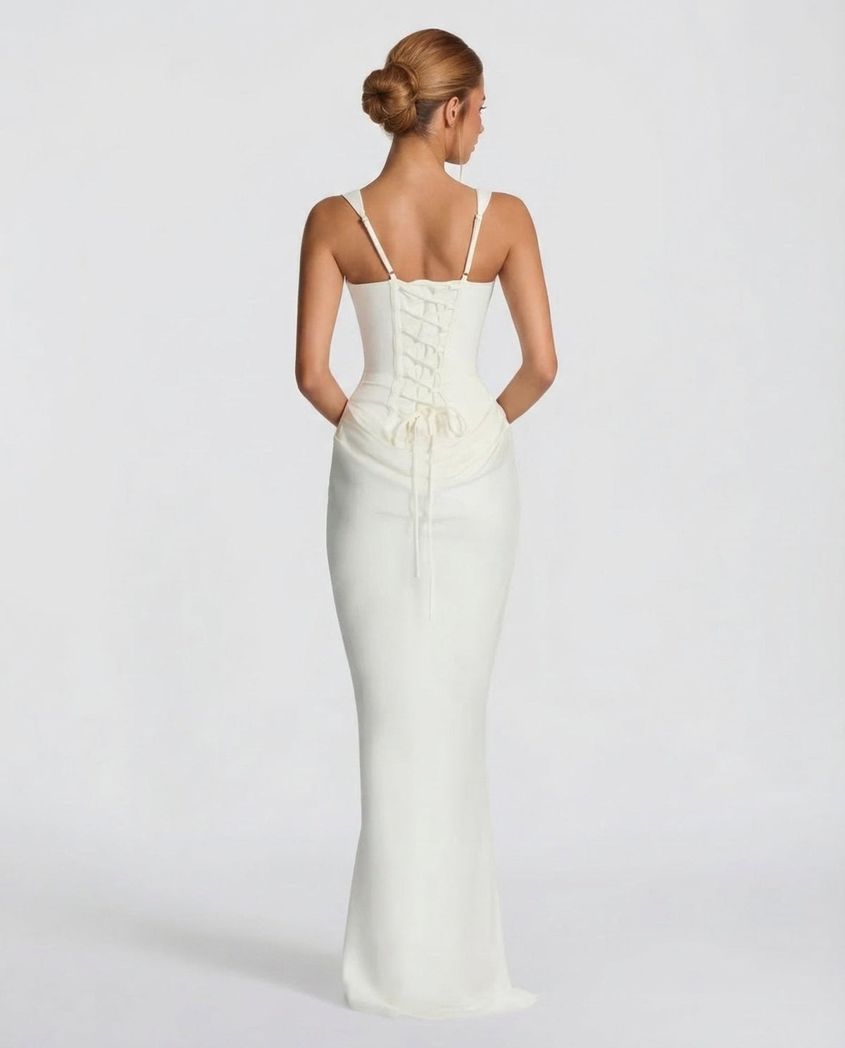Sleeveless Corset Maxi Dress with Draped Hips for Women | Party Evening Wear