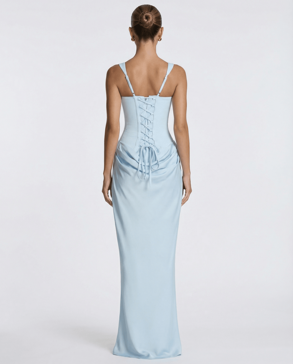 Sleeveless Corset Maxi Dress with Draped Hips for Women | Party Evening Wear