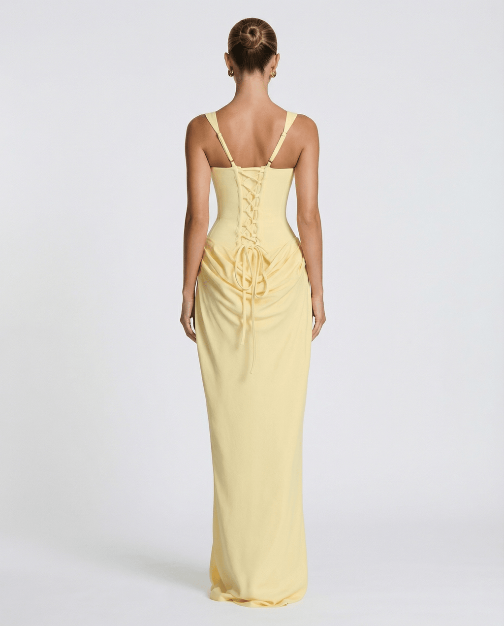 Sleeveless Corset Maxi Dress with Draped Hips for Women | Party Evening Wear