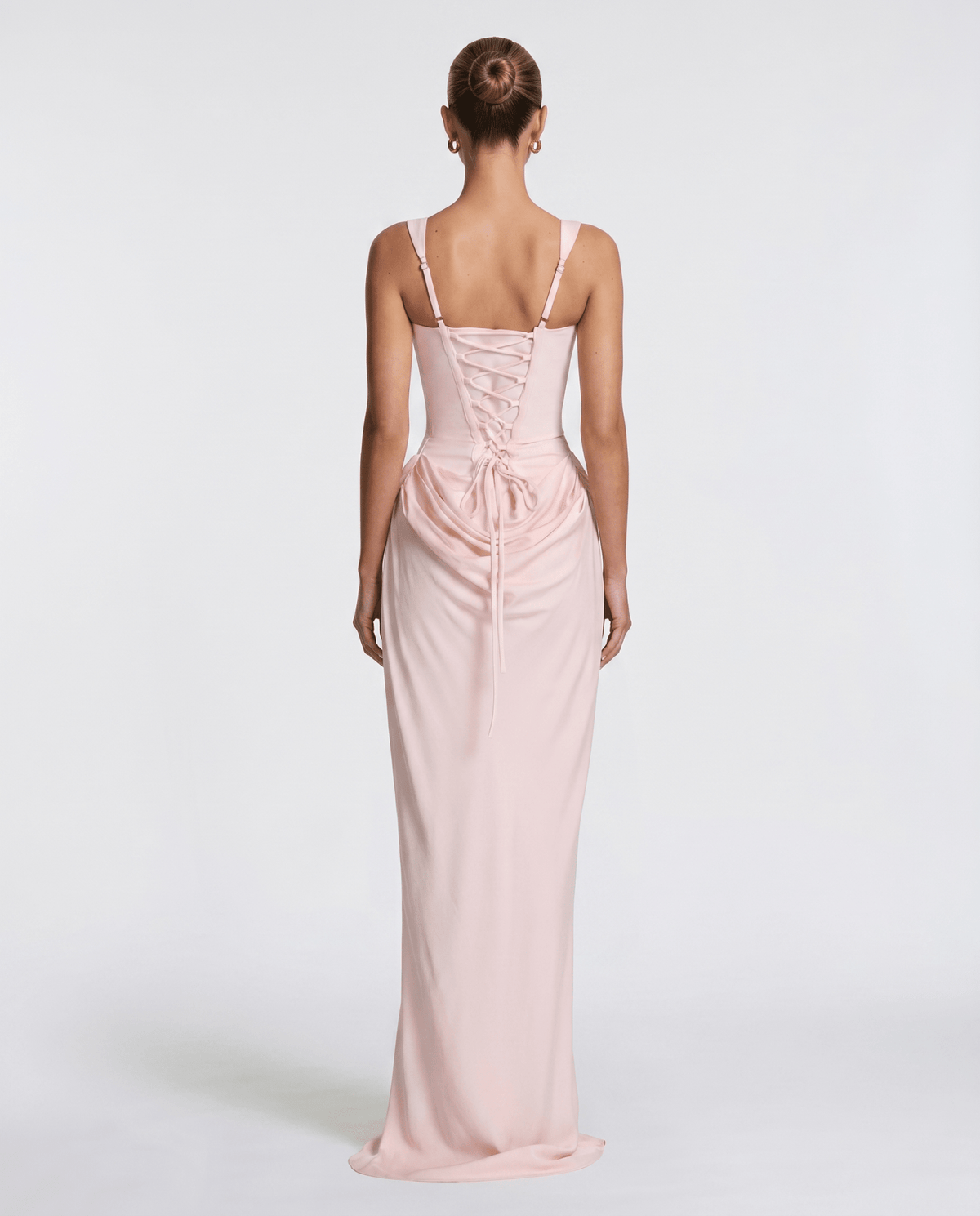 Sleeveless Corset Maxi Dress with Draped Hips for Women | Party Evening Wear