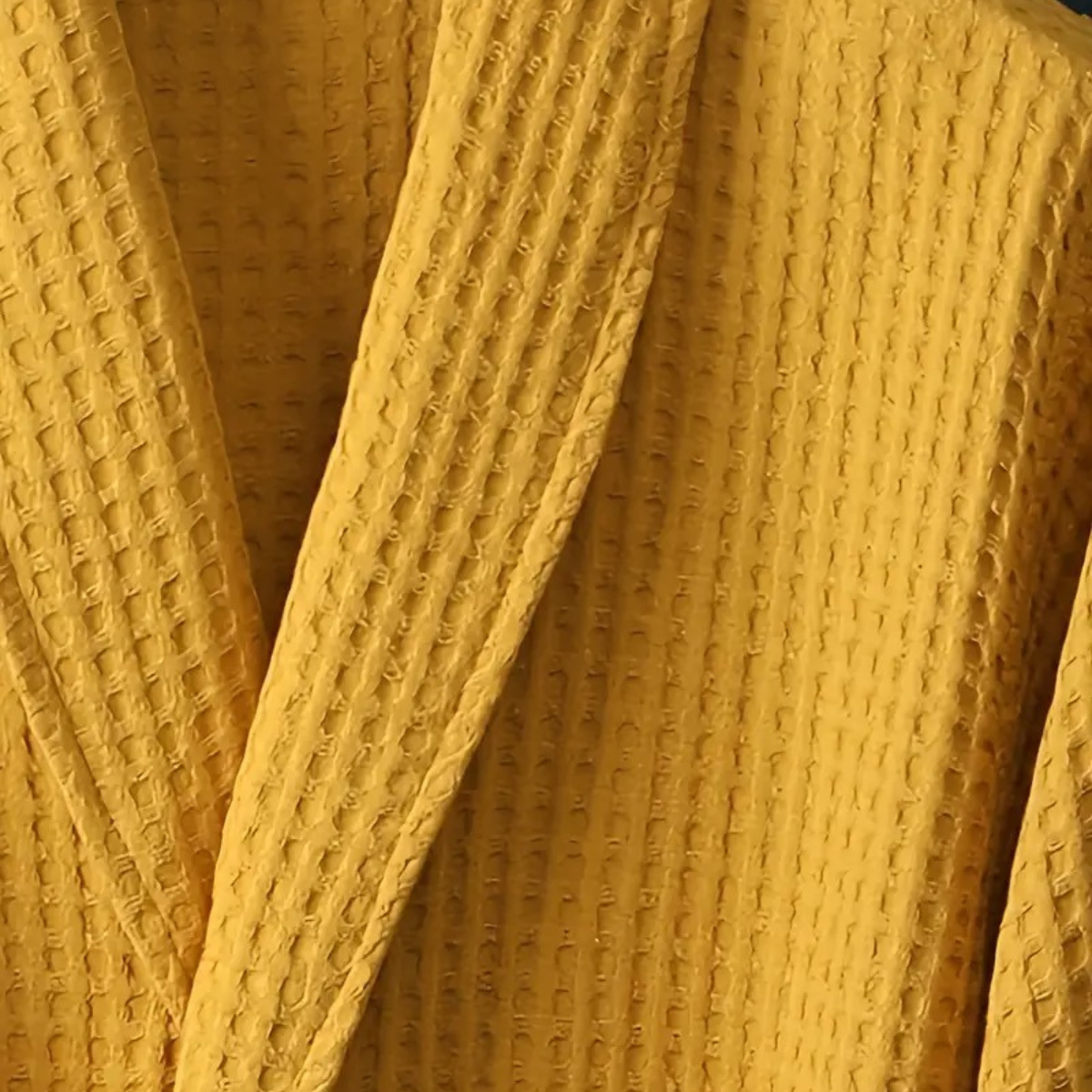 Cotton Waffle Belted Bathrobe for Men | Lightweight Breathable Home Loungewear