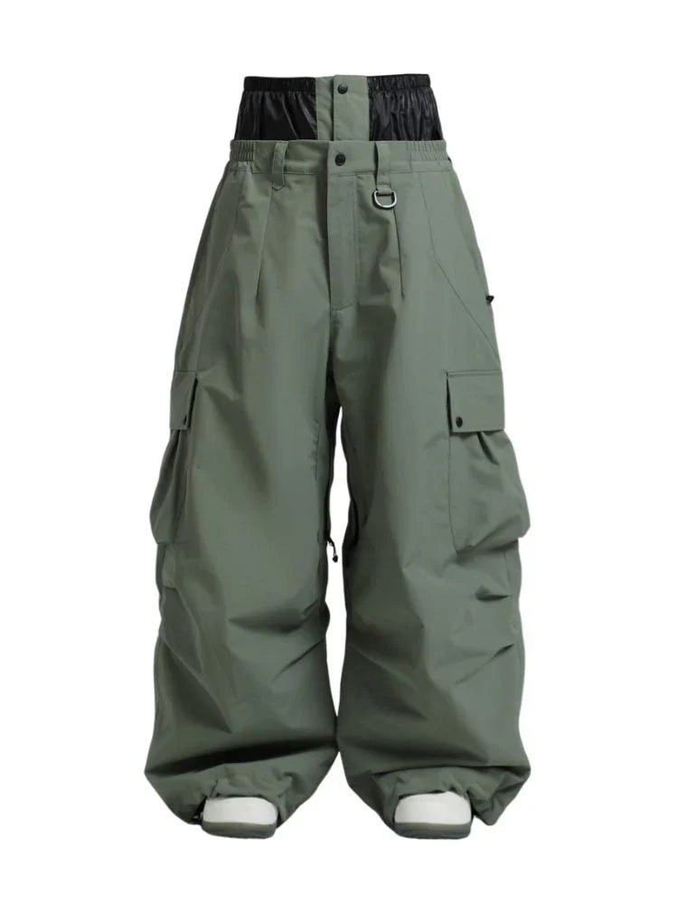 Baggy Cargo Snowboard Pants with Adjustable Waist for Men | Winter Sports