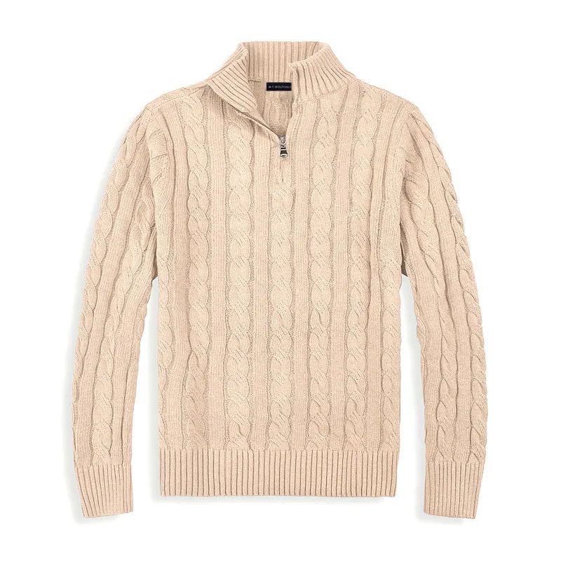 Laurent de Vries | Luxury Men's Half-Zip Sweater with High Collar