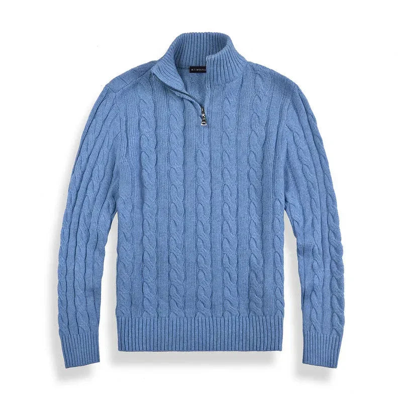 Laurent de Vries | Luxury Men's Half-Zip Sweater with High Collar