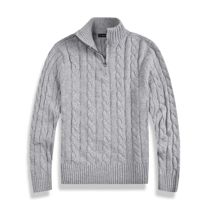 Laurent de Vries | Luxury Men's Half-Zip Sweater with High Collar