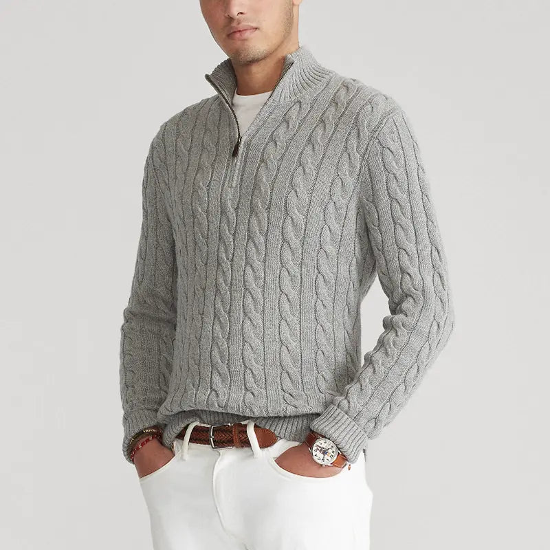 Laurent de Vries | Luxury Men's Half-Zip Sweater with High Collar