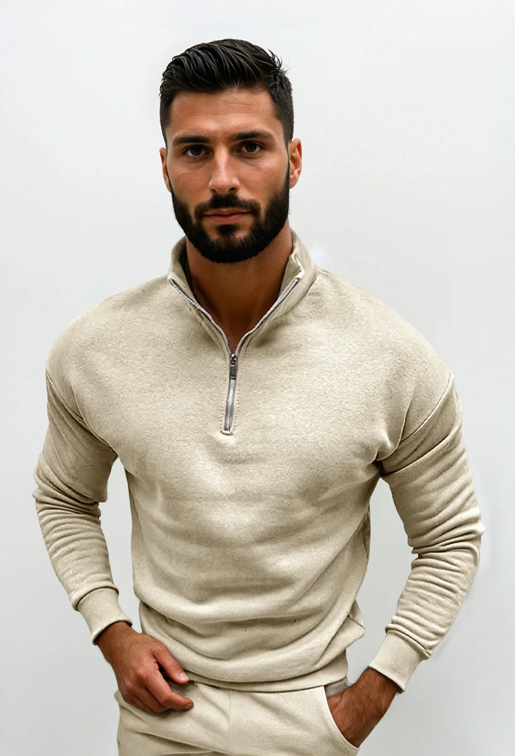 Lorenzo Bianchi | Luxury Men's Sweater with Short Zip and Timeless Style