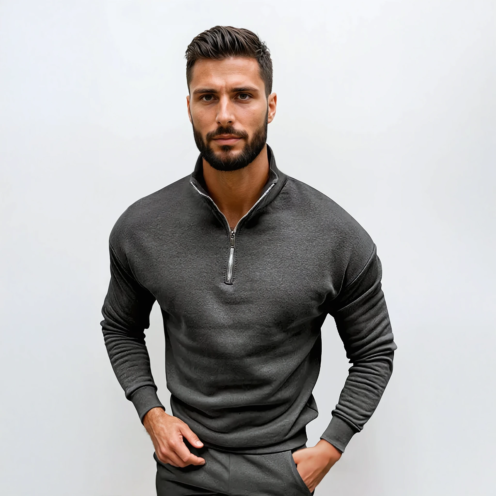 Lorenzo Bianchi | Luxury Men's Sweater with Short Zip and Timeless Style