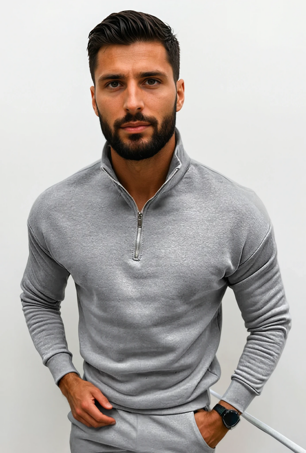 Lorenzo Bianchi | Luxury Men's Sweater with Short Zip and Timeless Style