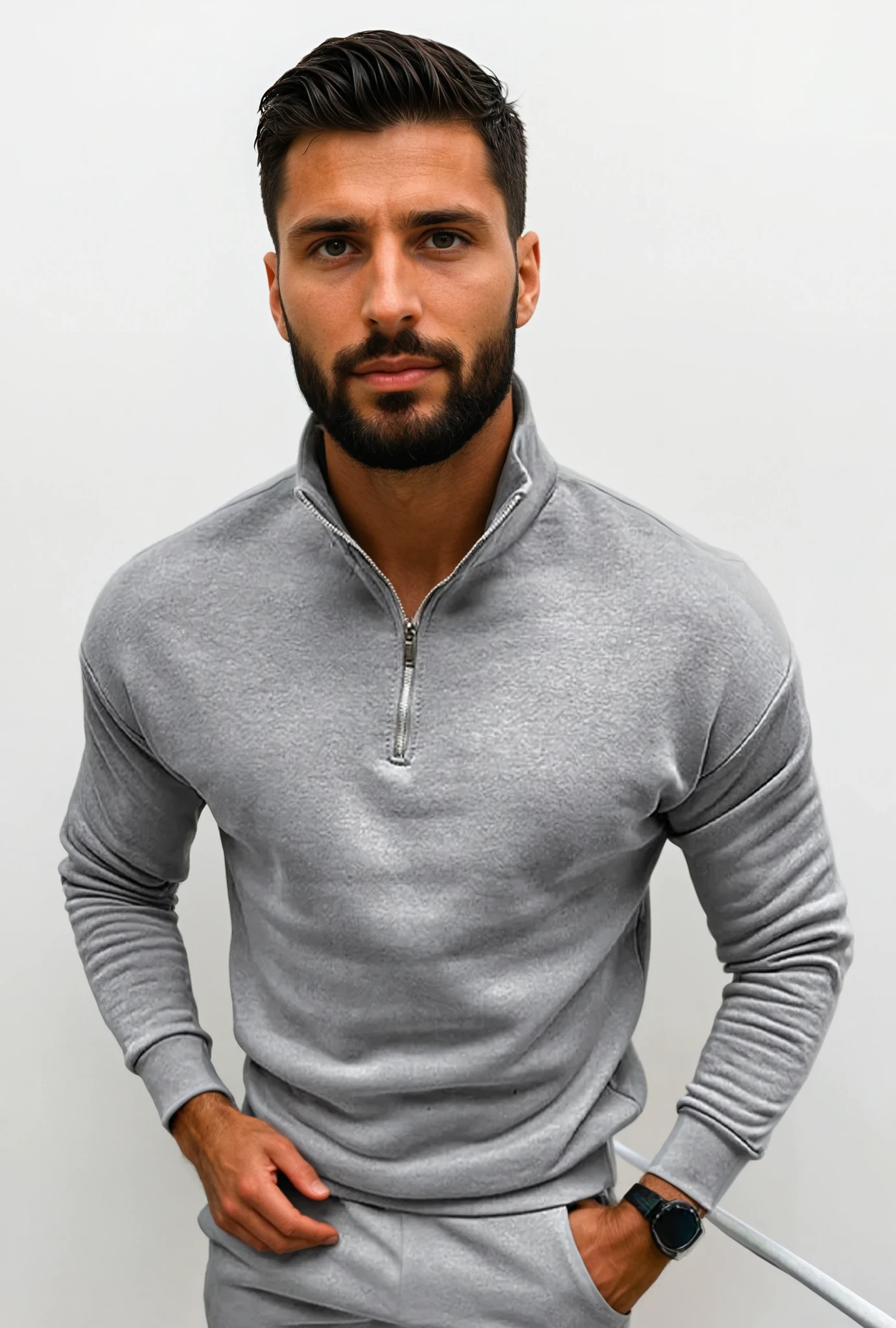 Lorenzo Bianchi | Luxury Men's Sweater with Short Zip and Timeless Style