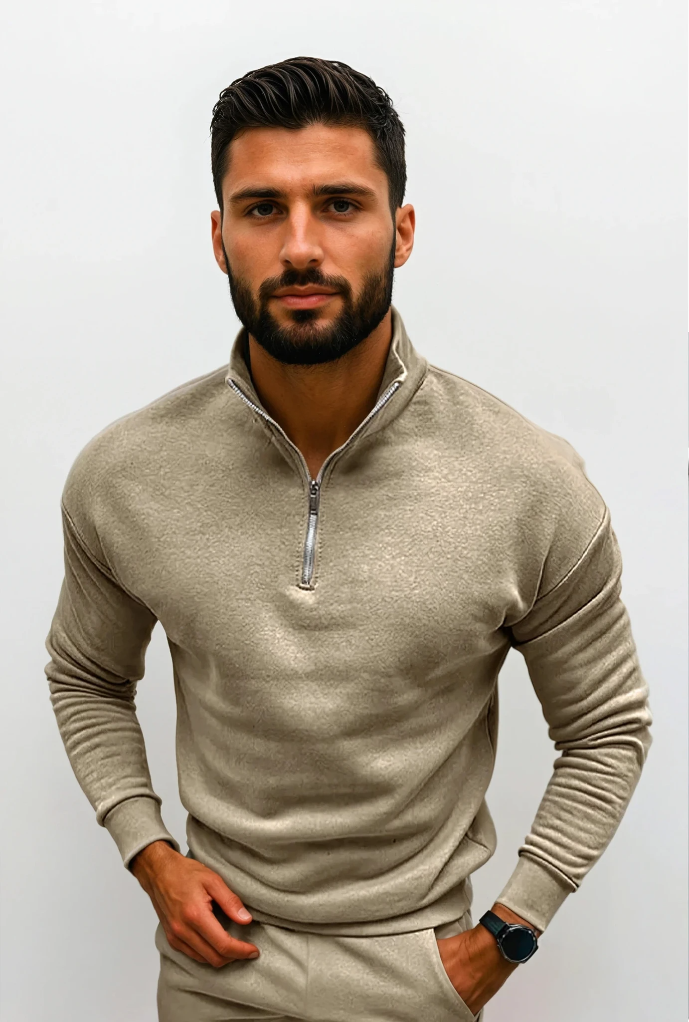Lorenzo Bianchi | Luxury Men's Sweater with Short Zip and Timeless Style