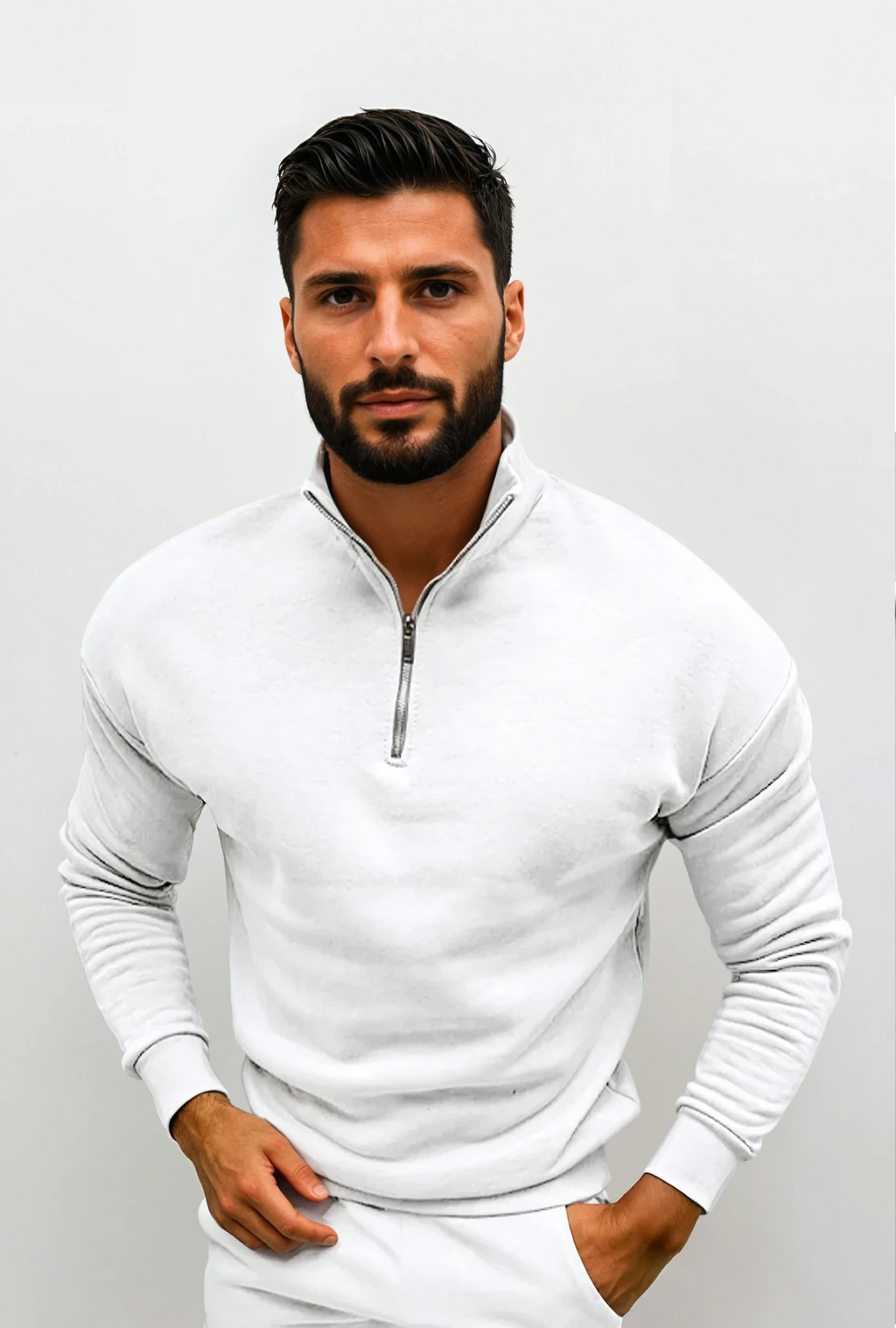 Lorenzo Bianchi | Luxury Men's Sweater with Short Zip and Timeless Style