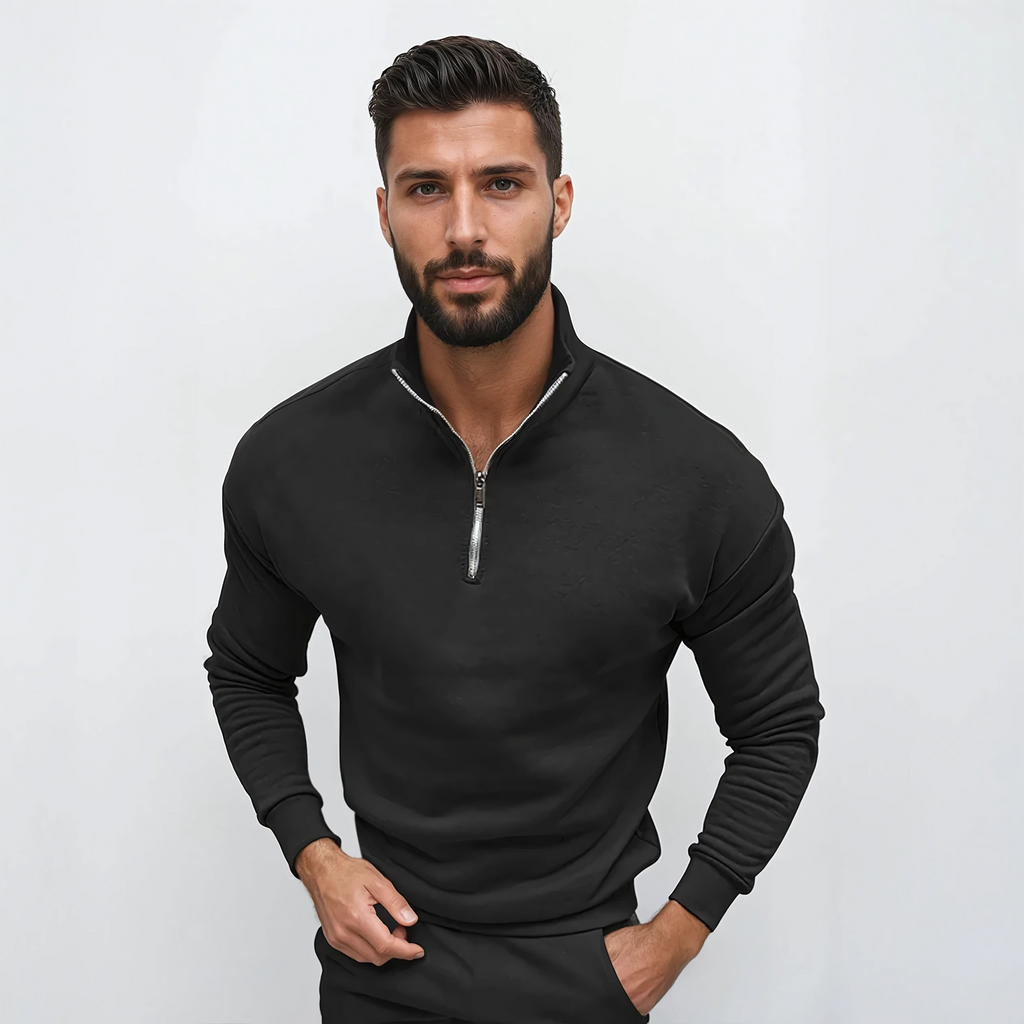 Lorenzo Bianchi | Luxury Men's Sweater with Short Zip and Timeless Style