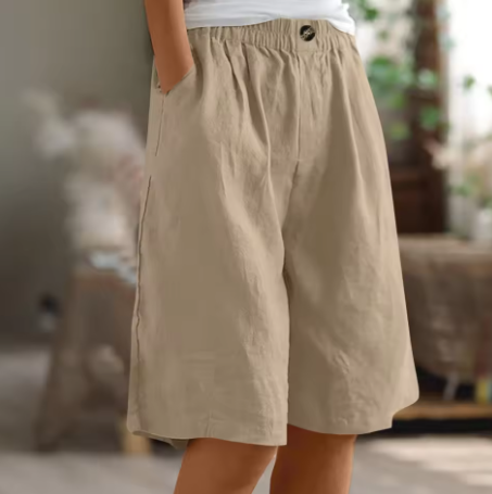 Linen Look Relaxed Fit Bermuda Shorts for Women | Summer