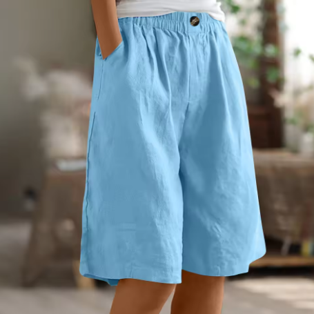 Linen Look Relaxed Fit Bermuda Shorts for Women | Summer