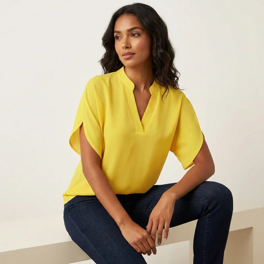 Women's Blouse | V-Neck Design with Short Sleeves