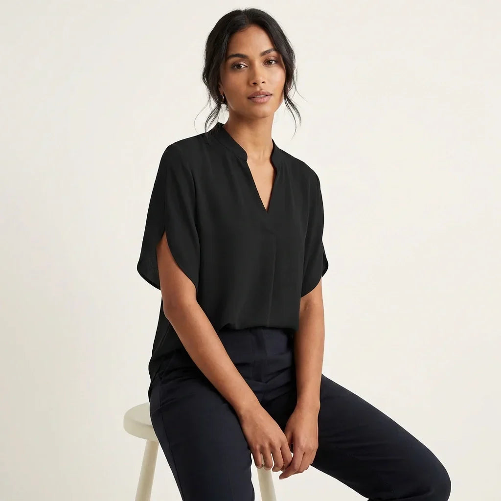 Women's Blouse | V-Neck Design with Short Sleeves