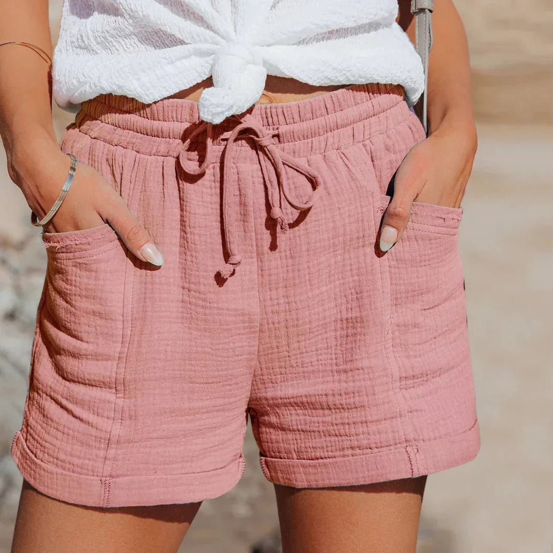 Women Shorts  | elastic waist drawstring loose cut