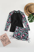 Tropical Print Rashguard Two-Piece Swimsuit for Women