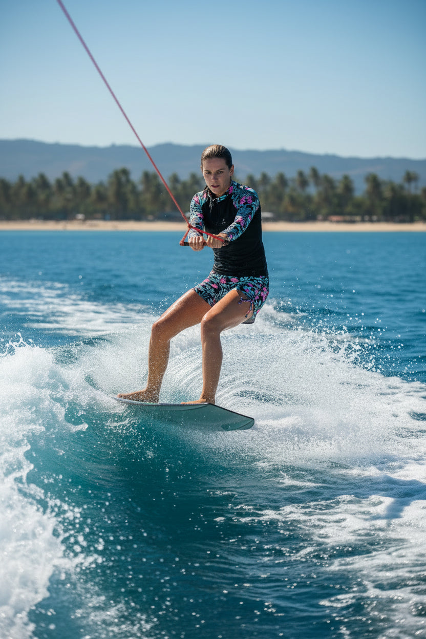 Tropical Print Rashguard Two-Piece Swimsuit for Women