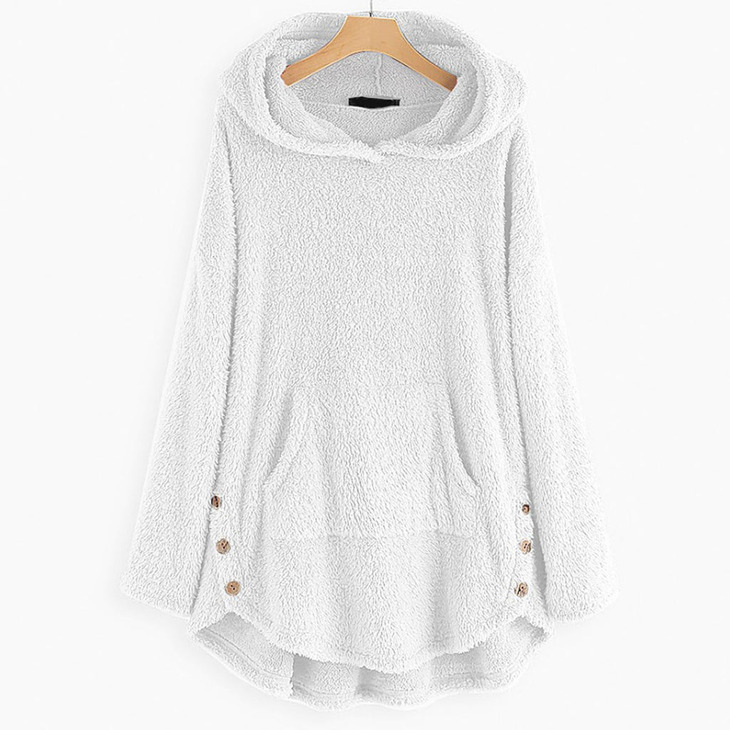 Plush Relaxed Fit Long Sleeve Pullover Hoodie for Women | Winter Collection
