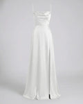 Thin Strap Slit Maxi Dress with Ruched Neckline for Women | Evening Occasion