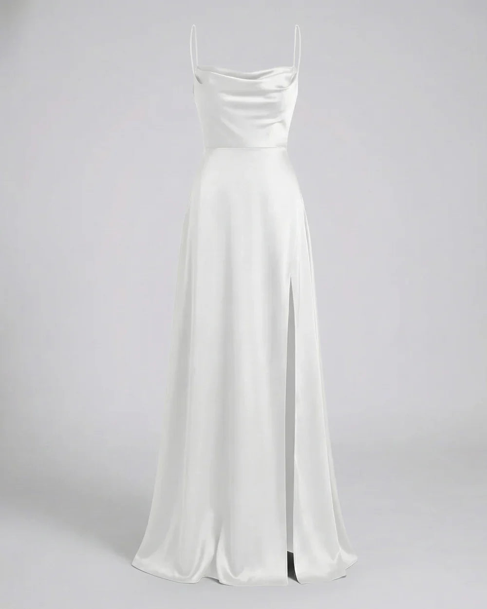 Thin Strap Slit Maxi Dress with Ruched Neckline for Women | Evening Occasion