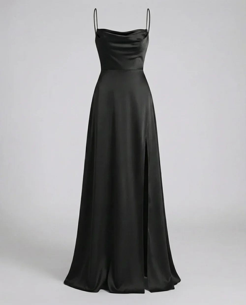 Thin Strap Slit Maxi Dress with Ruched Neckline for Women | Evening Occasion