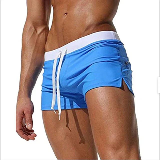 Men Swim Shorts | Drawstring Fitted Swim Trunks
