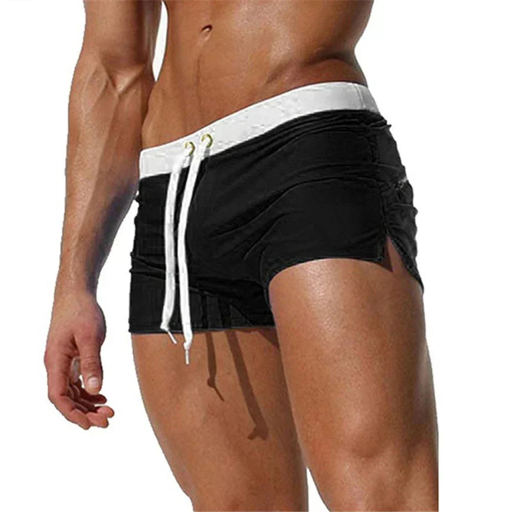 Men Swim Shorts | Drawstring Fitted Swim Trunks