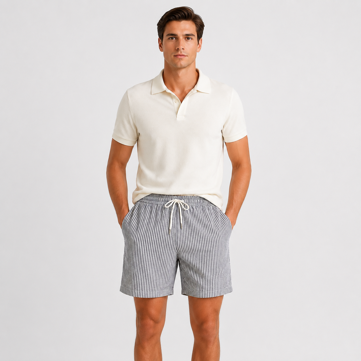 Striped Lightweight Relaxed Fit Shorts for Men