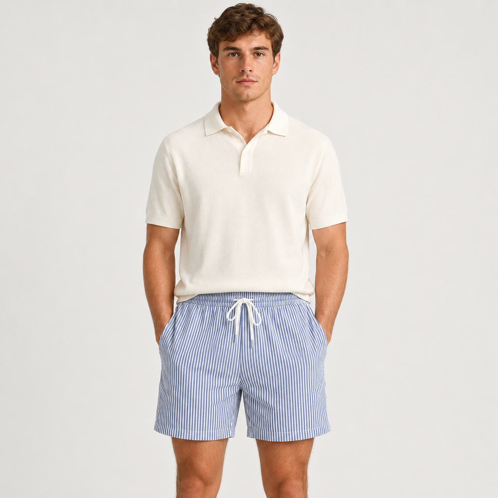 Striped Lightweight Relaxed Fit Shorts for Men