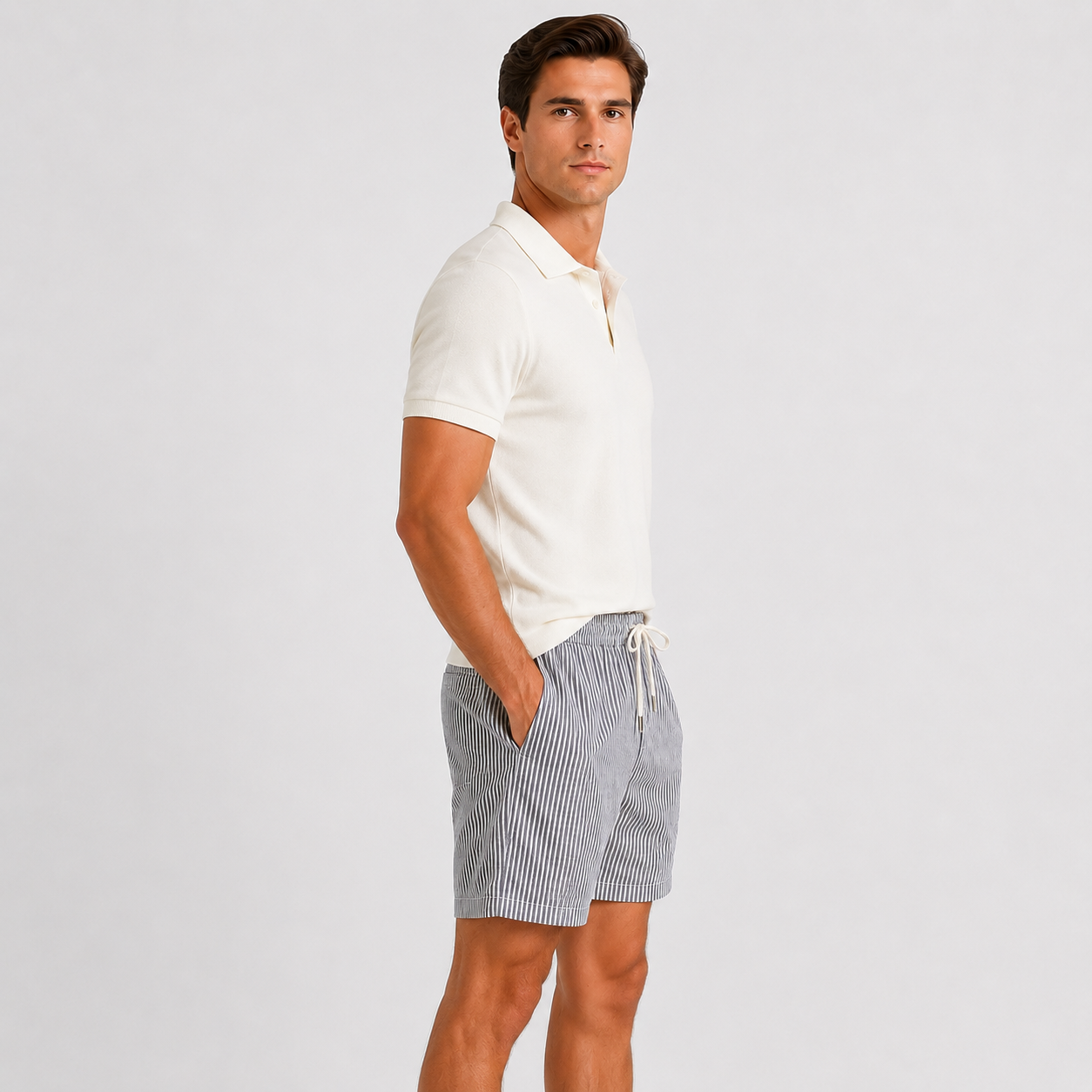 Striped Lightweight Relaxed Fit Shorts for Men