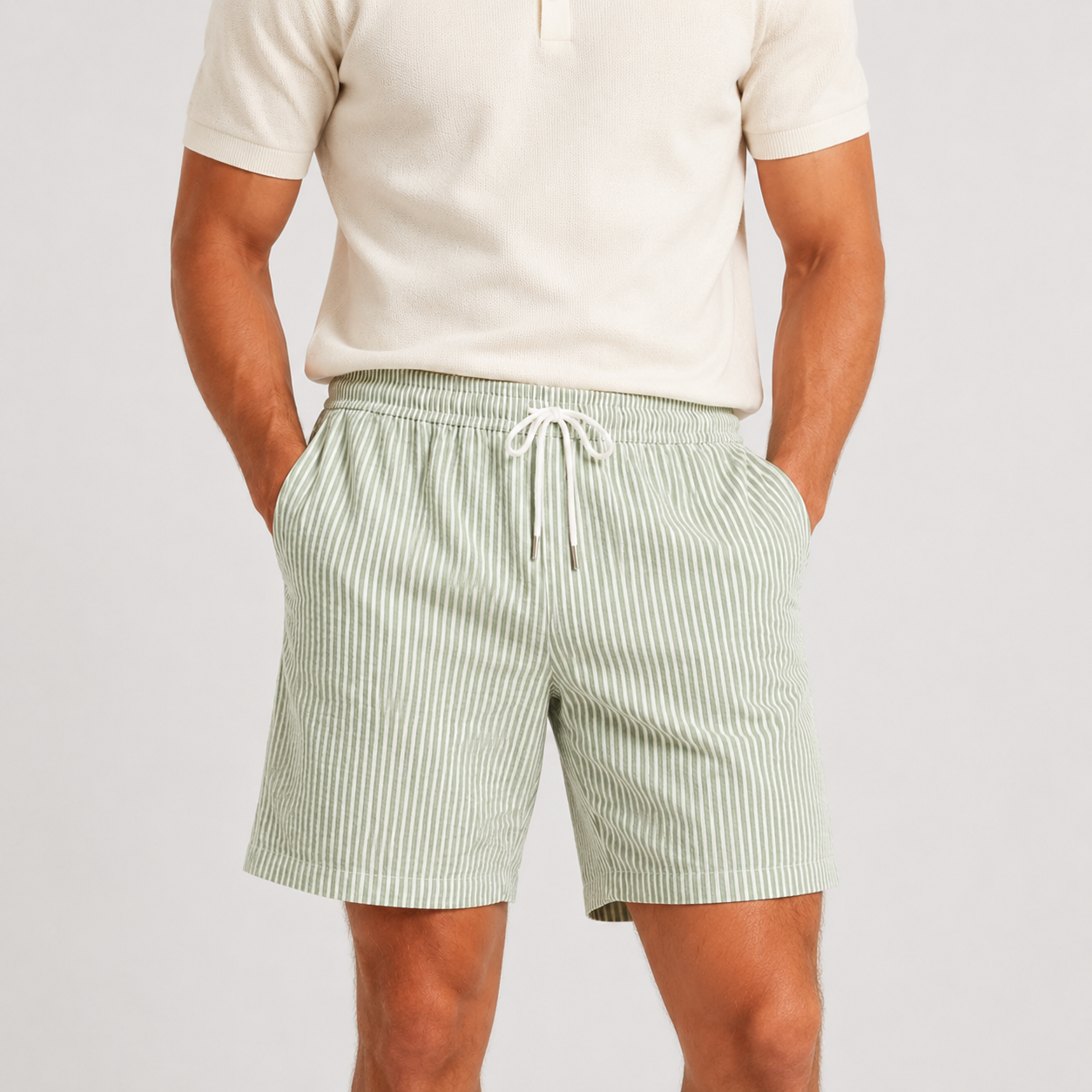 Striped Lightweight Relaxed Fit Shorts for Men