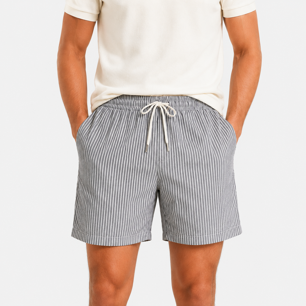 Striped Lightweight Relaxed Fit Shorts for Men
