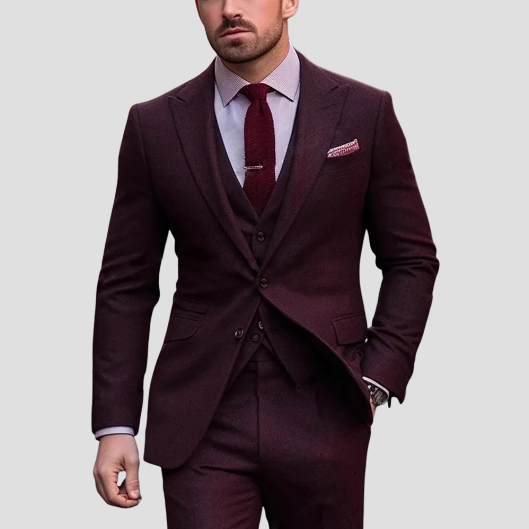 Slim Fit Tailored Three Piece Formal Suit Set for Men | Jacket Vest Pants