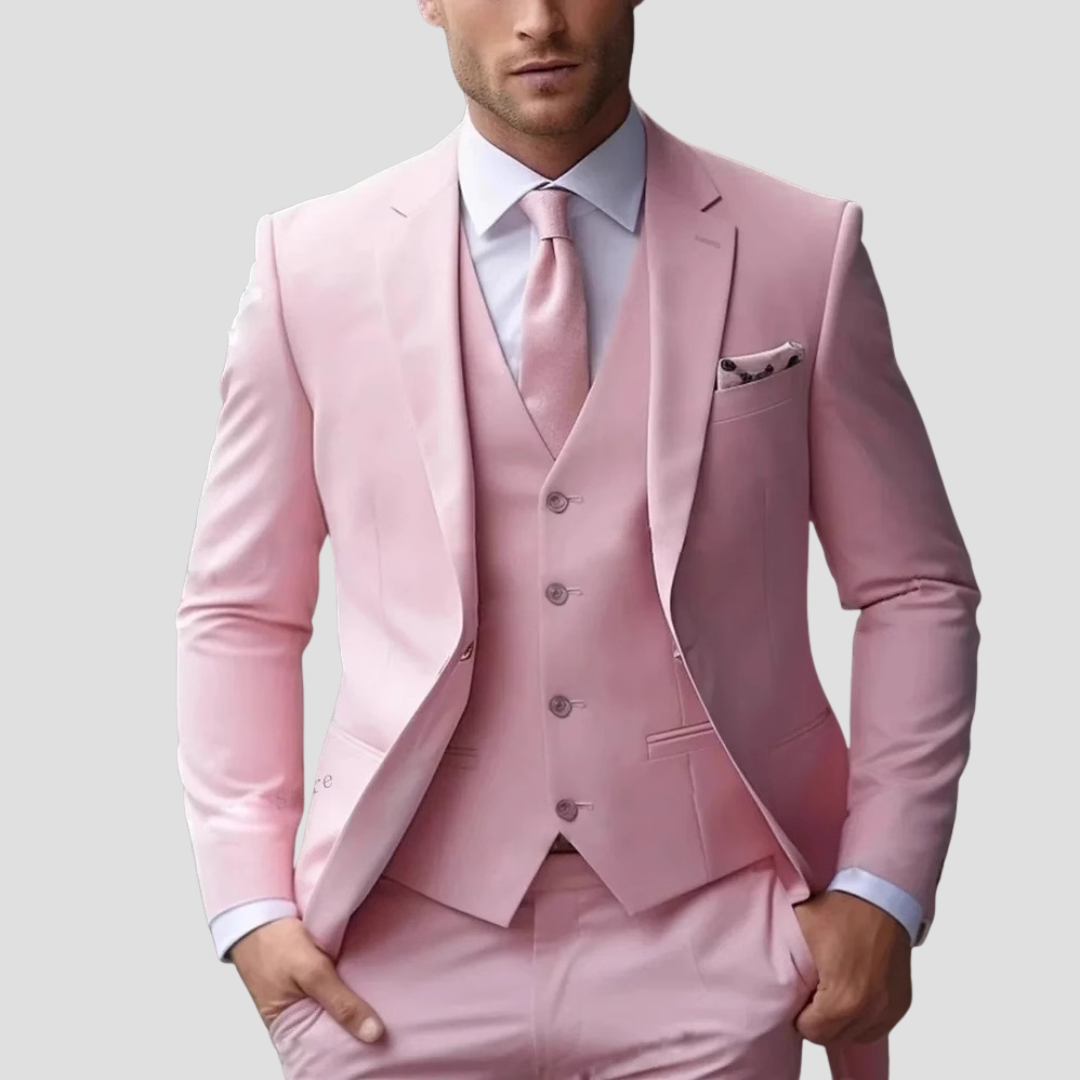 Slim Fit Tailored Three Piece Formal Suit Set for Men | Jacket Vest Pants