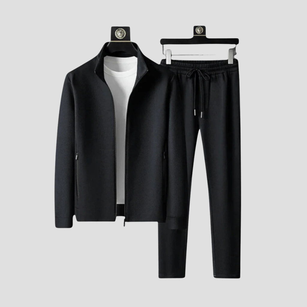 Textured Stretch Lycra Slim Fit Two Piece Tracksuit Set for Men | Casual Wear