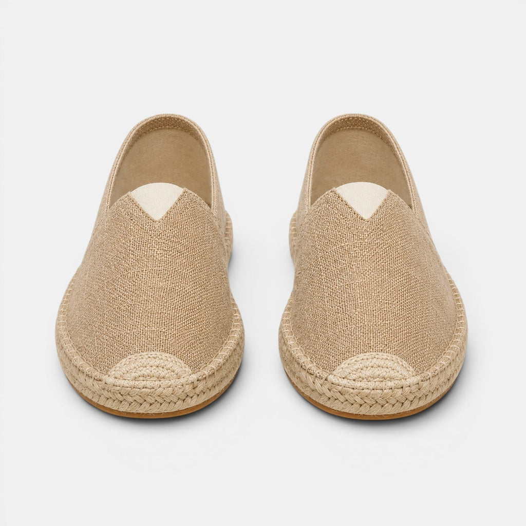Khaki Linen Slip-On Espadrilles for Men | Summer Casual