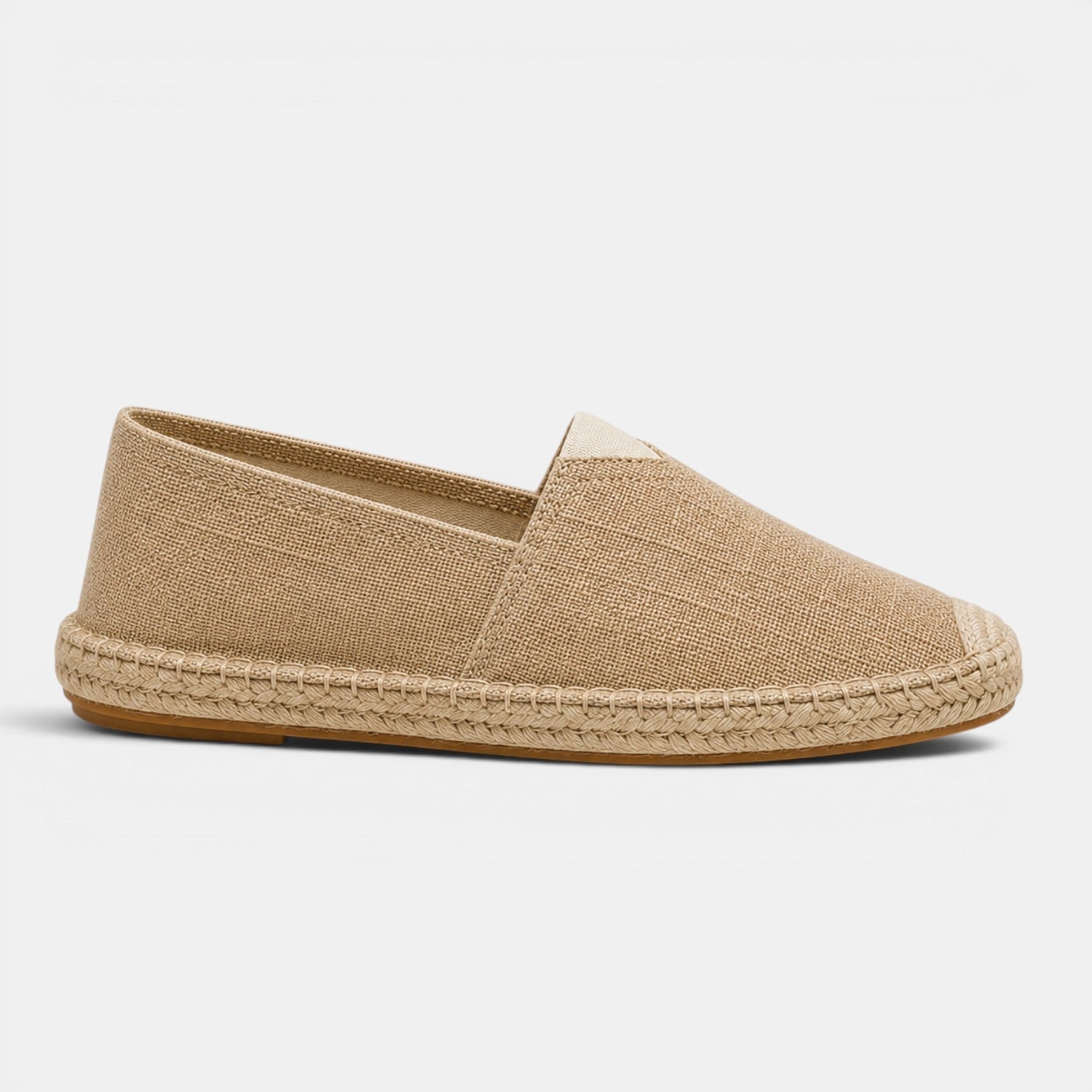 Khaki Linen Slip-On Espadrilles for Men | Summer Casual