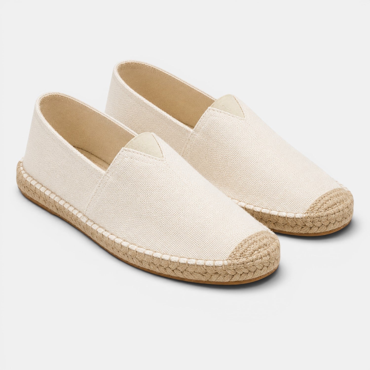 Khaki Linen Slip-On Espadrilles for Men | Summer Casual