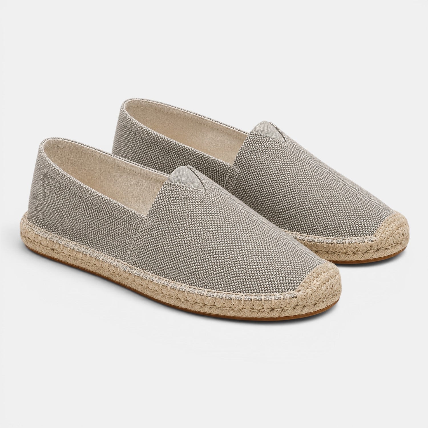 Khaki Linen Slip-On Espadrilles for Men | Summer Casual