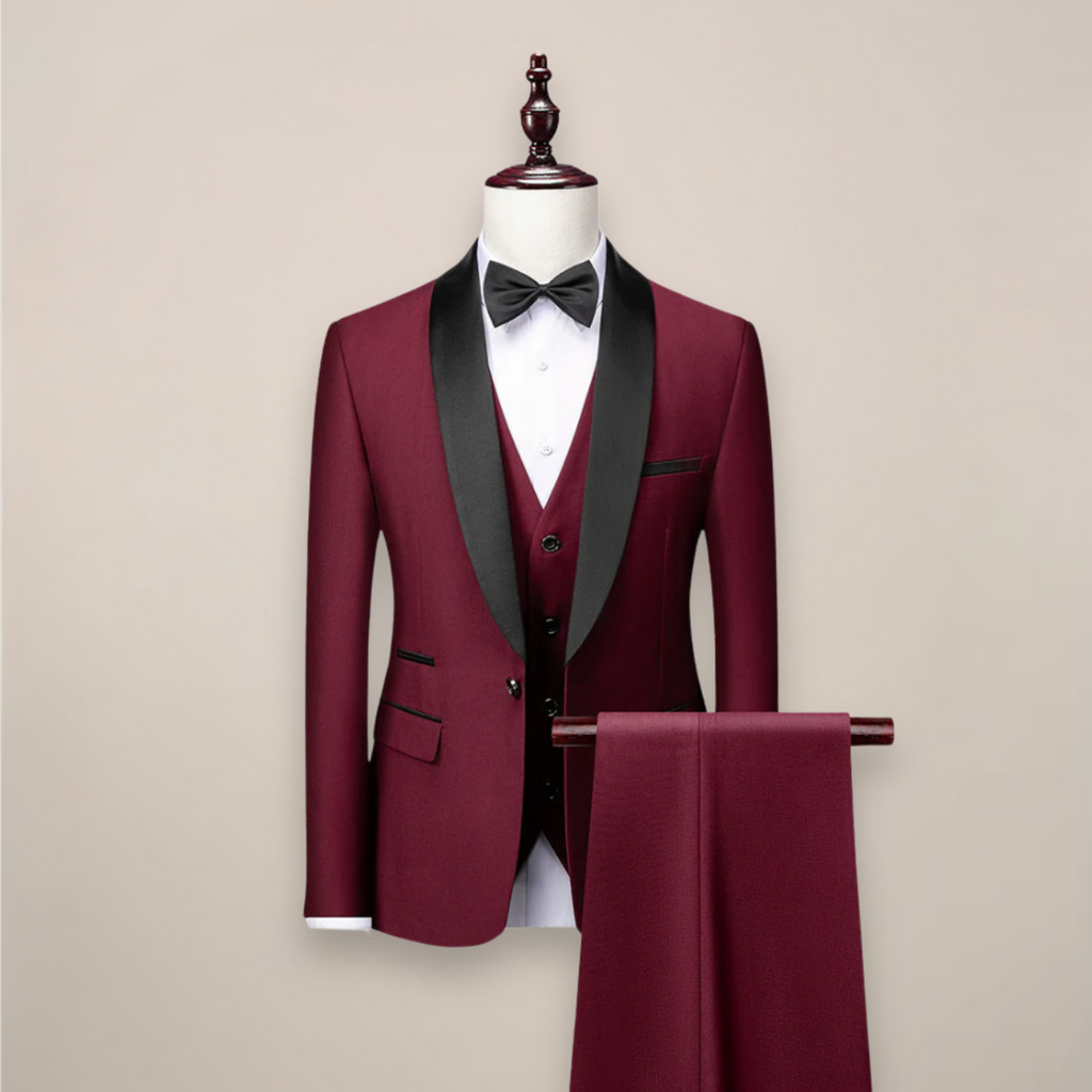 Shawl Lapel Three Piece Tuxedo Suit with Vest and Pants for Men | Wedding Gala
