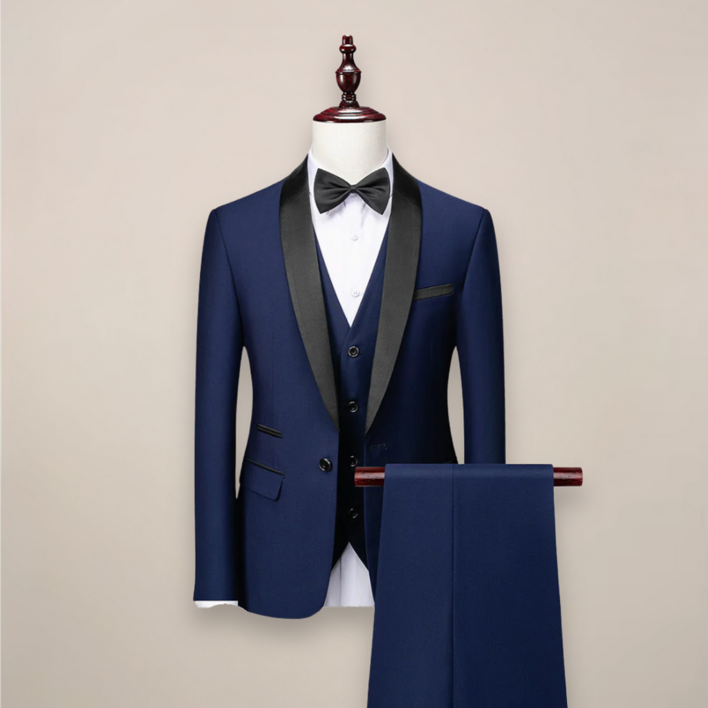 Shawl Lapel Three Piece Tuxedo Suit with Vest and Pants for Men | Wedding Gala