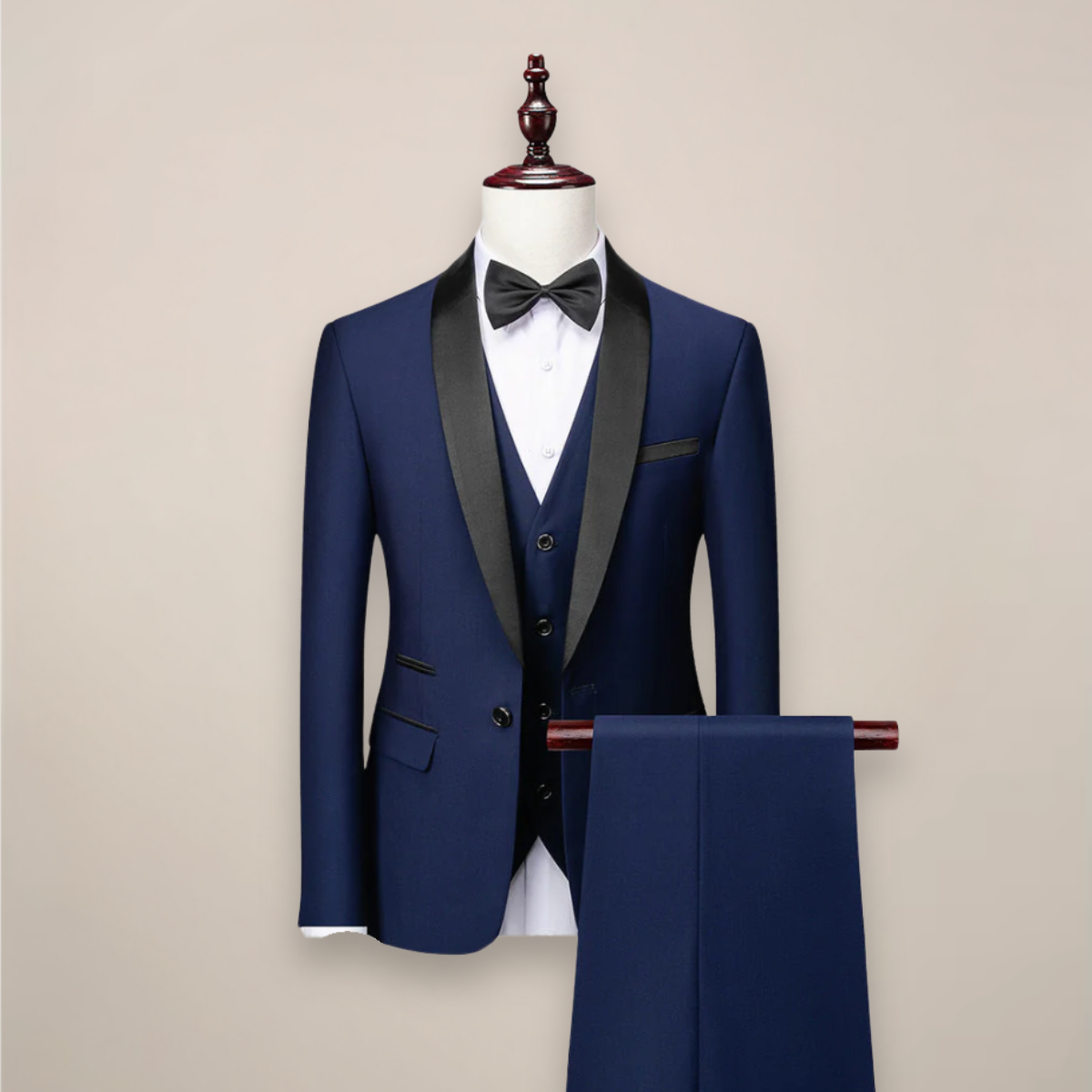 Shawl Lapel Three Piece Tuxedo Suit with Vest and Pants for Men | Wedding Gala
