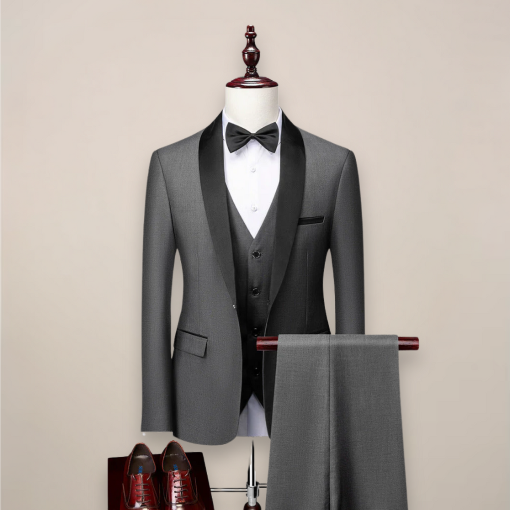 Shawl Lapel Three Piece Tuxedo Suit with Vest and Pants for Men | Wedding Gala
